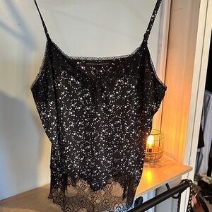 White House Black Market Black and White Floral Cami